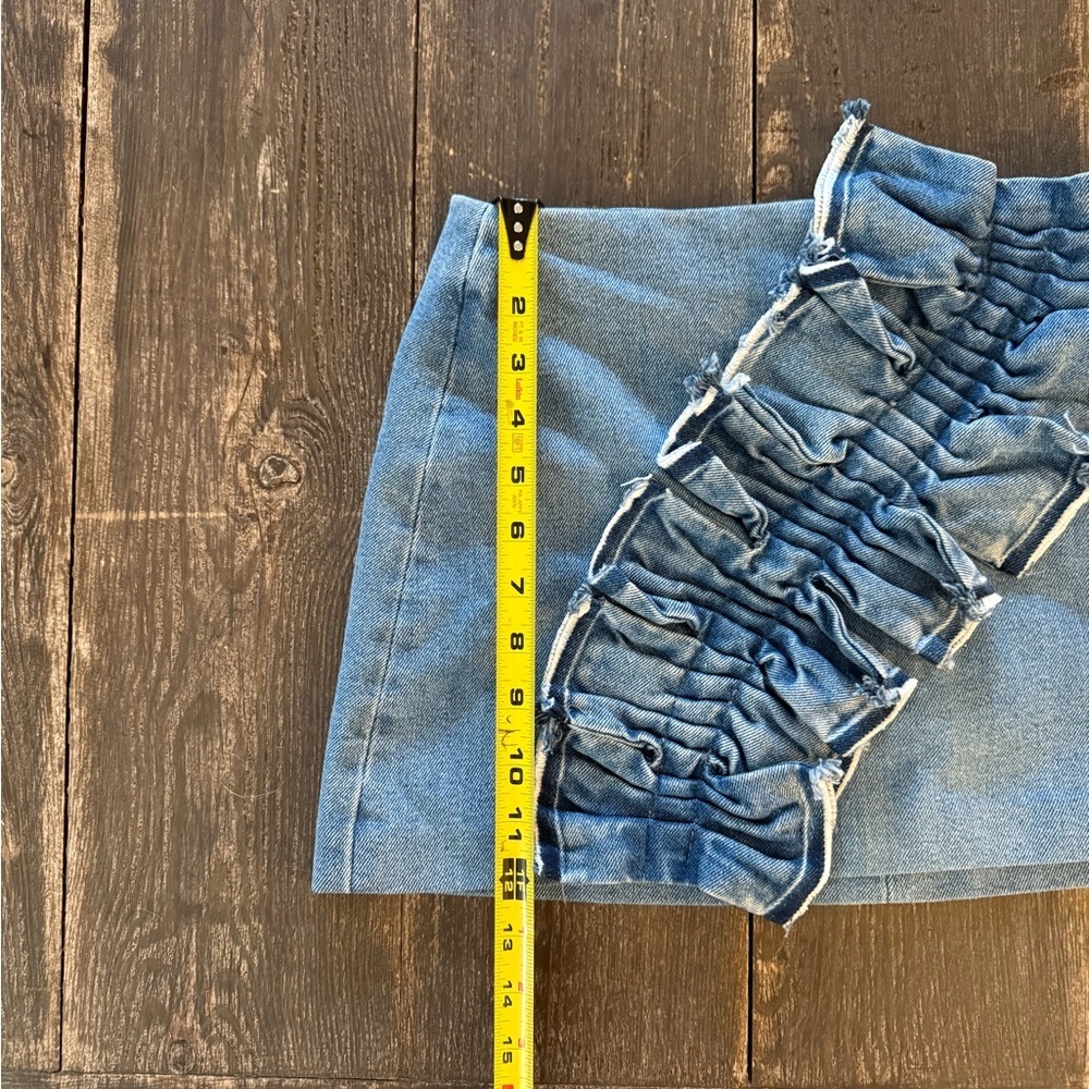 Zara Denim Ruffle Mini Skirt - Picture 5 of 11